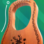 stringed lyre musical instrument isolated on a white background.